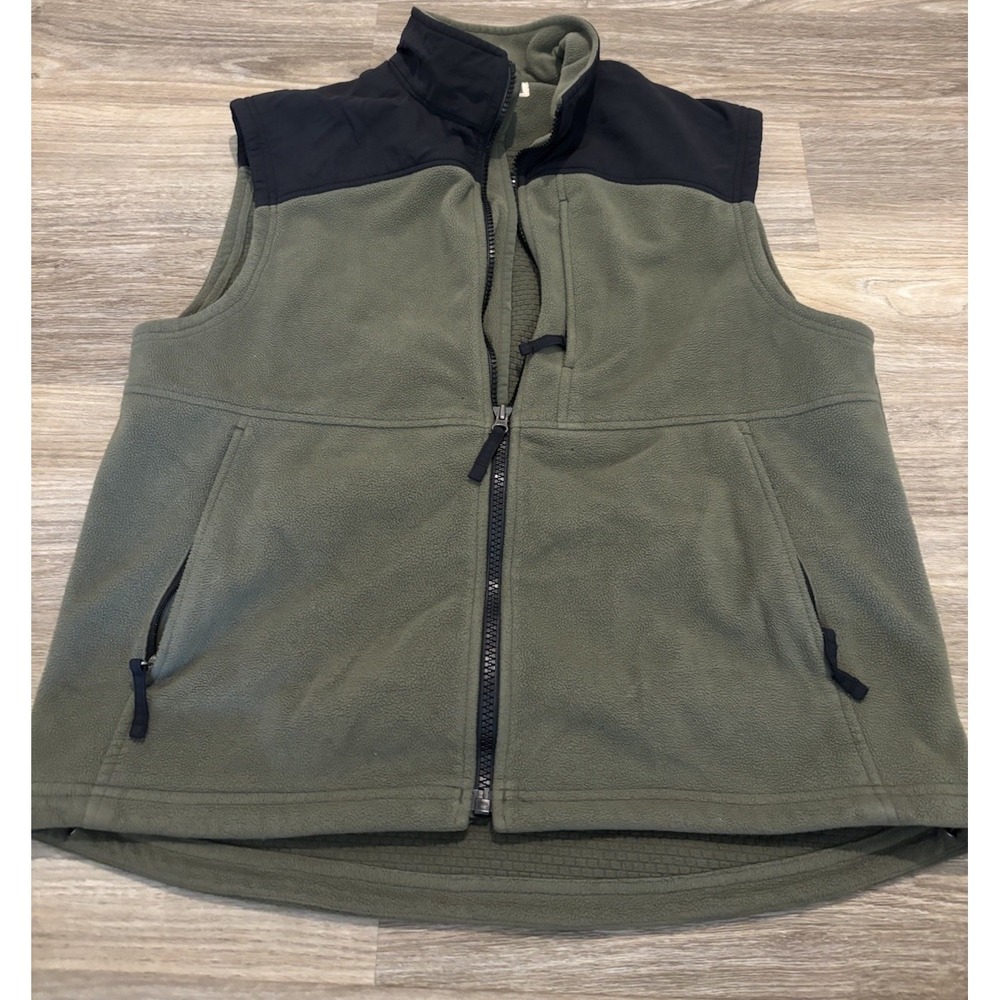 Duluth Shoremans Fleece Gridlock Vest Mens Large Green Full Zip 76251 Windproof